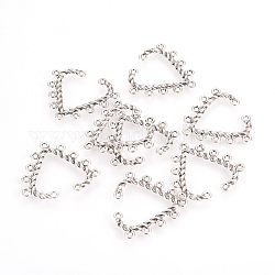 Chandelier Components, Valentine's Day Jewelry Ornaments, Alloy Links, Lead Free & Cadmium Free & Nickel Free, Heart, Antique Silver, about 33mm wide, 28mm long, 2mm thick, hole: 2mm