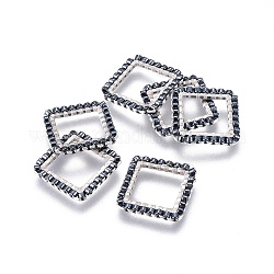Miyuki & toho perles de rocaille japonaises faites à la main, avec anneaux connecteurs en 304 acier inoxydable, motif de tissage, carrée, couleur d'argent, gris foncé, 15x15x1.8~2mm
