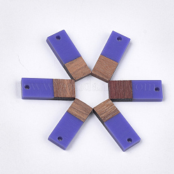 Подвески из смолы и ореха, прямоугольные, синевато-серый, 22.5~23x8.5~9x3.5 мм, отверстие : 2 мм