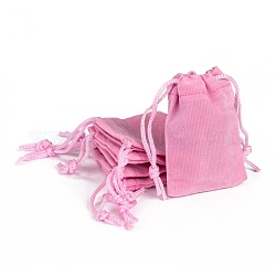 Pochettes rectangle en velours, sacs-cadeaux, rose, 7x5 cm