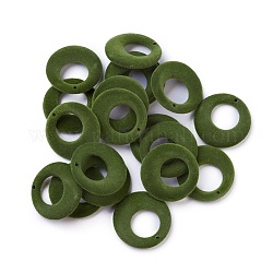 Colgantes de acrílico flocky, anillo, verde oscuro, 26.5~27x4mm, agujero: 1.2 mm