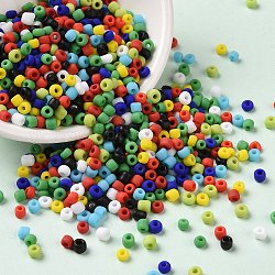 Granos de semillas de vidrio opaco, agujero redondo, redondo, color mezclado, 2.5~3x2~2.5mm, agujero: 1 mm, aproximamente 6338 unidades / libra