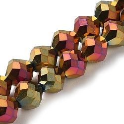 Abalorios de vidrio electroplate hebras, esmerilado, bicono, arco iris chapado, 10x9.5mm, agujero: 1.2 mm, aproximamente 60 pcs / cadena, 22.76'' (57.8 cm)