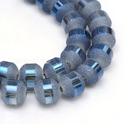 Fili di perle di vetro placcato, smerigliato, arcobaleno placcato, tondo, Blue Marine, 10mm, Foro: 2 mm,circa72pcs/filo, 28.3 pollice