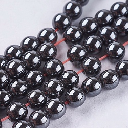 Chapelets de perle en hématite synthétique sans magnétique, ronde, noir, 4mm, Trou: 0.5mm, Environ 95 pcs/chapelet, 14.9 pouce