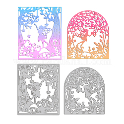Globleland 2pcs 2 Stil Kohlenstoffstahl Stanzschablonen, für DIY Scrapbooking / Fotoalbum, Dekorative Prägepapierkarte aus Papier, Platin matt Farbe, Engel & Fee Muster, 7.6~7.9x8.8~9.5x0.08 cm, 1pc / style