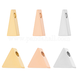 Unicraftale 6Pcs 6 Style 201 Stainless Steel Charms, for Simple Necklaces Making, Stamping Blank Tag, Laser Cut, Triangle, Mixed Color, 7.5~10x4~8.5x3mm, Hole: 1.6~1.8mm, 1pc/style
