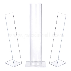 Nbeads Acrylic Hair Pin Displays Stand, for Decoration and Organizer, Rectangle, Clear, 3pcs/set