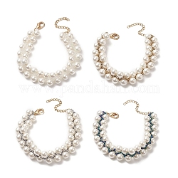 Bracelet perlé tressé en perles de coquillage et graines de verre pour femmes, couleur mixte, 7-7/8 pouce (19.9 cm)