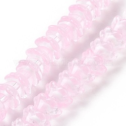 Fili di perline do vetro trasparente, fiore, perla rosa, 11~12x7.5~8mm, Foro: 1.4 mm, circa 50pcs/filo, 11.42'' (29 cm)