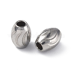 201 perline in acciaio inossidabile, barile, colore acciaio inossidabile, 5x3.5mm, Foro: 1.5 mm