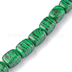 Chapelets de perles en malachite synthétique, cuboïde, 8.5~11x7.5~9x7.5~9mm, Trou: 1.2mm, Environ 20 pcs/chapelet, 7.72~8.74 pouce (19.6~22.2 cm)