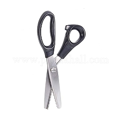 Stainless Steel Sewing Scissors, Fabrics, Leather, Dressmaking Pinking Shears Scissors, Round Edge, Black, 23.5x8.8cm, Round Cutting Teeth: 7mm