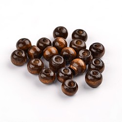 Perle di legno naturale fatte a mano,  piombo libero, tinto, tondo, caffè, 8mm, Foro: 2 mm, circa 6000pcs/1000g
