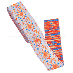 10 Yard bestickte Polyesterbänder im Ethno-Stil, Blumen- und Blattmuster, orange, 2 Zoll (50 mm)