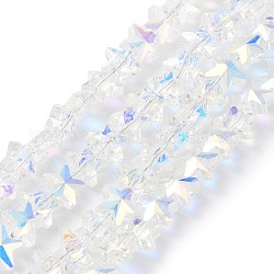 Placcare perle di vetro trasparenti, mezzo arcobaleno placcato, sfaccettato stelle, chiaro ab, 9.5x10x6mm, Foro: 0.5 mm