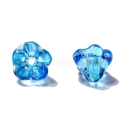 Perles de verre tchèques transparentes, fleur, bleu profond du ciel, 6.5x5mm, Trou: 0.8mm, environ 357~363 pcs / sachet 