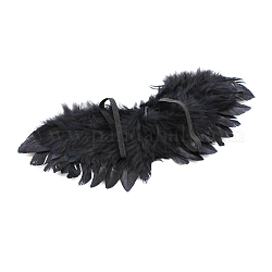 Minipuppe Engelsflügelfeder, mit elastischen Seil, für diy bjd macht dekorationen zubehör, Schwarz, 40x200 mm