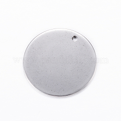 304 Stainless Steel Charms, Flat Round, Stamping Blank Tag, Stainless Steel Color, 20x1mm, Hole: 1.5mm