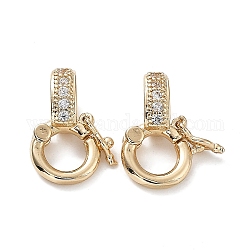 Brass with K9 Glass Twister Clasps, Ring, Light Gold, 13x9.5x5.5mm, Hole: 4x3.5mm