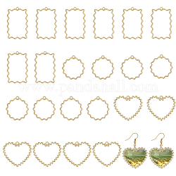CHGCRAFT 24PCS 3Style Golden Plated Alloy Pendants, Mixed Shapes, 29.5~41.5x26.5~33.5x2mm, Hole: 1.8mm