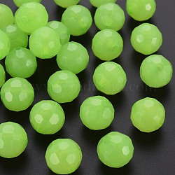 Abalorios de acrílico de la jalea de imitación, facetados, redondo, verde claro, 16.5x16mm, agujero: 2.5 mm, aproximamente 288 unidades / 500 g