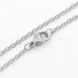 Unisex 304 Stainless Steel Cable Chain Necklaces, with Lobster Claw Clasps, Stainless Steel Color, 23.6 inch(60cm)