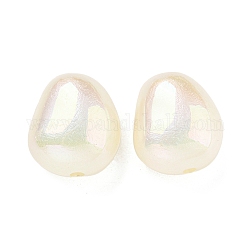 Perline di plastica abs verniciate a spruzzo, imitazione perla, ovale, tinto, ab colore placcato, bianco, 16x13.5x10mm, Foro: 2 mm