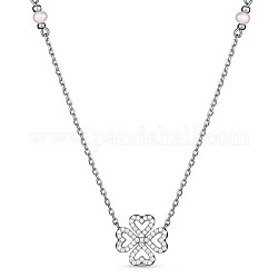 Tinysand clover 925 collares con colgante de circonita cúbica de plata esterlina, plata, 16.27 pulgada