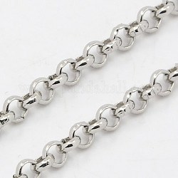 304 Stainless Steel Rolo Chains, Belcher Chain, Unwelded, Stainless Steel Color, 3.5x1mm
