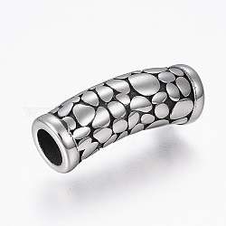 304 cierres magnéticos de acero inoxidable con extremos para pegar, tubo con el corazón, plata antigua, 28x9mm, agujero: 6~7 mm