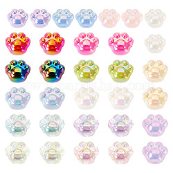 Pandahall, 32 Uds., 16 colores, chapado en uv, arcoíris, cuentas acrílicas iridiscentes, huella de gato, color mezclado, 13~16.5x15.5~18.5x10.5~13mm, agujero: 3 mm, 2 piezas / style