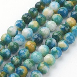 Chapelets de perles de jade , jade blanc naturel, teinte, ronde, colorées, 8mm, Trou: 1mm, Environ 51 pcs/chapelet, 15.7 pouce