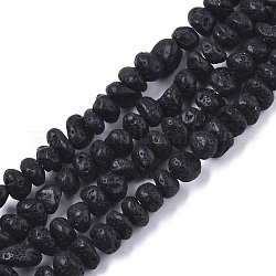 Brins de perles de pierre de lave naturelle lustrée, pépites, noir, 6~10x6~10x4~6mm, Trou: 1mm, Environ 75~80 pcs/chapelet, 15.35 pouce (39 cm)