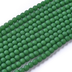 Matt opake Glasperlenstränge, Runde, Meergrün, 2.5~3 mm, Bohrung: 0.7 mm, ca. 150 Stk. / Strang, 15.35 Zoll (39 cm)