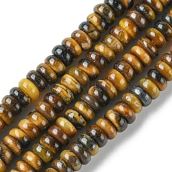 Chapelets de perles d'œil de tigre naturel, platrond/disque, 4x2mm, Trou: 0.9mm, Environ 187~196 pcs/chapelet, 15.16~15.55 pouce (38.5~39.5 cm)