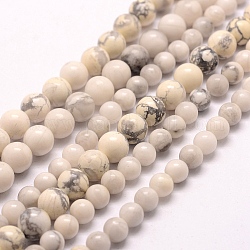 Natürliche Howlith Perlen Stränge, Runde, 4~4.5 mm, Bohrung: 1 mm, ca. 95 Stk. / Strang, 15.75 Zoll (40 cm)