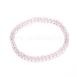 Facettierte GlasUnterlegscheibe Perlen Stretcharmband für Kinder, transparentes Glasarmband, rosa, 4x3.5 mm, Innendurchmesser: 1-7/8 Zoll (4.8 cm)