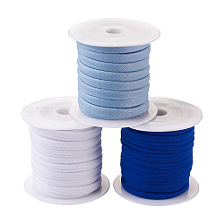 Cordón elástico de poliéster plano de 3 colores, correas de costura accesorios de costura, color mezclado, 5mm, aproximamente 3 m / rollo, 1 rollo / color, 3 rollos / set