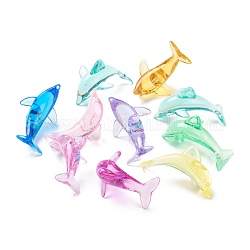 Cabochons transparents acryliques dauphins, décorer les accessoires, couleur mixte, 46x29x18mm, environ 130 pcs / sachet 
