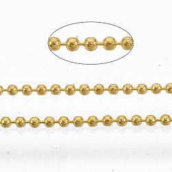 Cadenas de bolas de latón, Plateado de larga duración, soldada, con carrete, Sin cadmio y níque y plomo, dorado, 1mm, aproximadamente 301.83 pie (92 m) / rollo