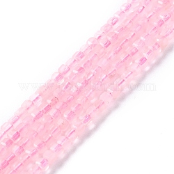 Chapelets de perles en quartz rose naturel, facette, cube, 2x2.5x2.5mm, Trou: 0.6mm, Environ 166 pcs/chapelet, 15.35'' (39 cm)