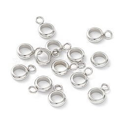201 Bügel aus Edelstahlrohr, Schleifenbügel, Ring bail Perlen, Edelstahl Farbe, 9x6x2 mm, Bohrung: 1.8 mm