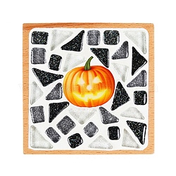 Kits de estera de la taza del mosaico del tema de halloween diy, con mezcla de juntas, guante desechable de dedo, esponja, cuchara de plástico, estera de bambú y mosaicos de vidrio, colorido, 118x85x4mm