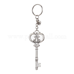 Железные разделенные брелки, Сплав с подвесками, ключ и сердце, античное серебро, 13.8 см