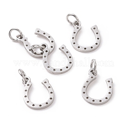 304 Stainless Steel Charms, Horseshoe, Stainless Steel Color, 13x10x1mm, Hole: 3mm