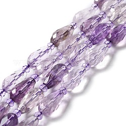 Natural Amethyst Beads Strands, Faceted, Teardrop, 12~16.5x7.5~8.5mm, Hole: 0.8mm, about 20~21pcs/strand, 14.96~15.63''(38~39.7cm)