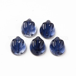 Perles en verre transparentes, lapin, bleu de Prusse, 14x12x8mm, Trou: 1.4mm