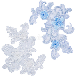 Gorgecraft 4Pcs 2 Colors 3D Flower Polyester Computerized Embroidery Sew on Ornament Accessories, Ethnic Style Lace Embroidery Appliques, Mixed Color, 228x191x7.5mm, 2pcs/color