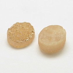 Cabochons de cristal Druzy naturel galvaniques, ovale, teinte, navajo blanc, 10x8x4~5mm